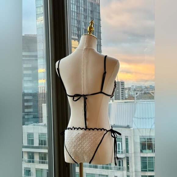 🆕 ZIMMERMANN 🧿 NWT Halliday Knit Scoop Bikini - Ivory/Black - Sz 2 - US 6 / 8 - Picture 6 of 14